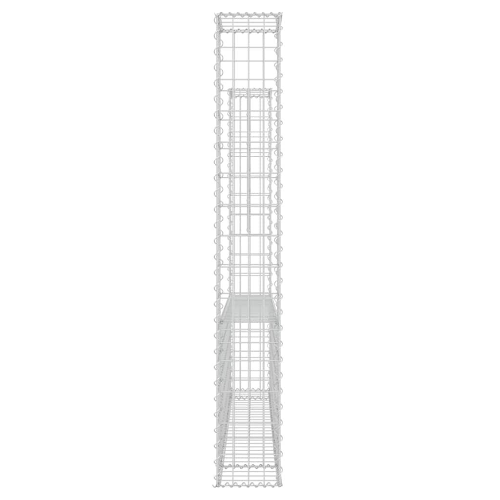Panier de gabion en fer argenté 140 x 20 x 150 cm avec 2 poteaux - PANGIVO - Image 4
