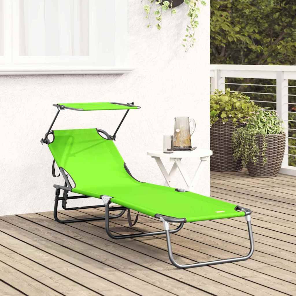 Chaise longue | Transat | Bain de soleil pliante Vert 190 x 57 x 81 cm oxford - Image 3