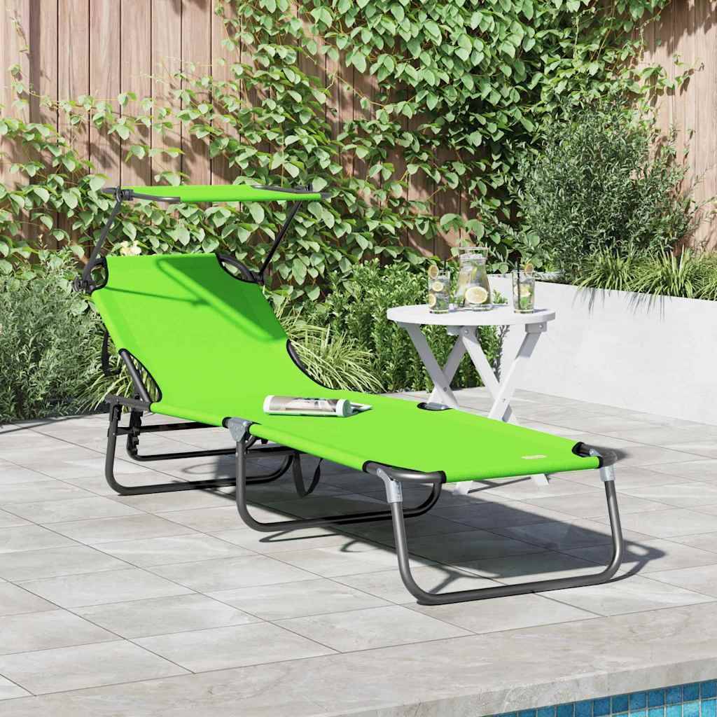 Chaise longue | Transat | Bain de soleil pliante Vert 190 x 57 x 81 cm oxford - Image 2
