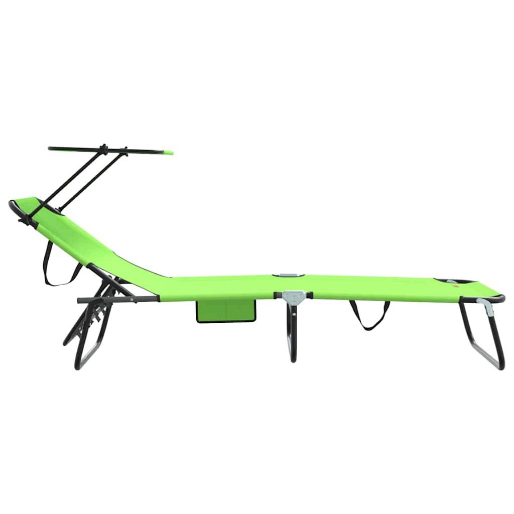 Chaise longue | Transat | Bain de soleil pliante Vert 190 x 57 x 81 cm oxford - Image 5