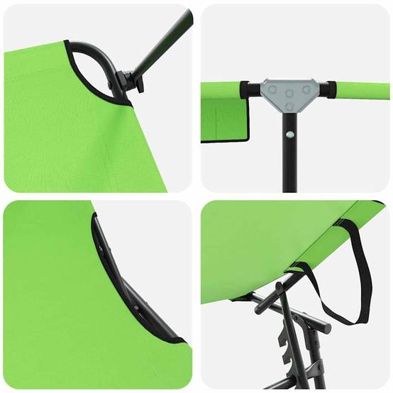Chaise longue | Transat | Bain de soleil pliante Vert 190 x 57 x 81 cm oxford - Image 7