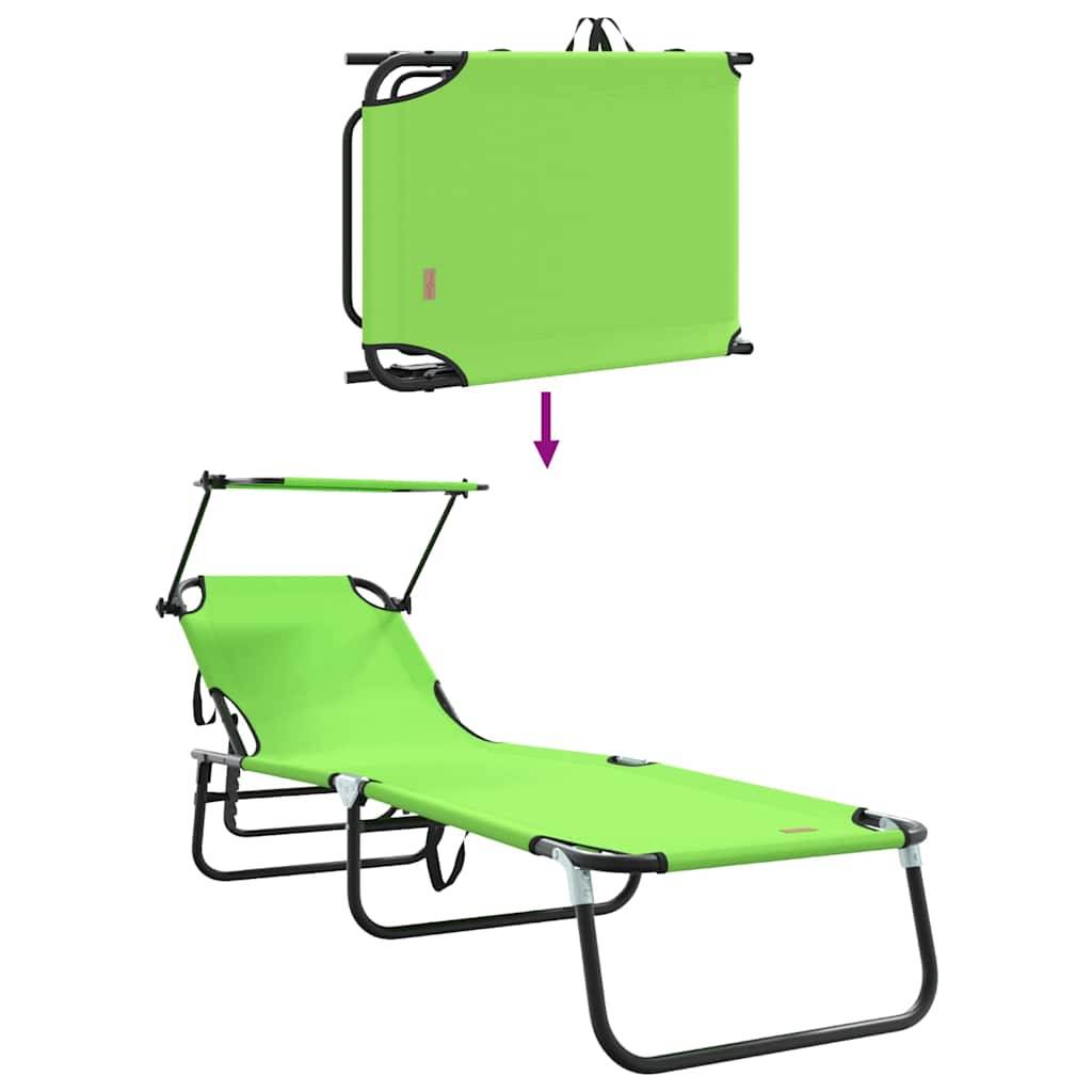 Chaise longue | Transat | Bain de soleil pliante Vert 190 x 57 x 81 cm oxford - Image 8