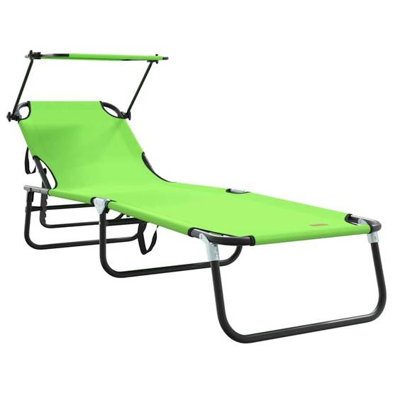 Chaise longue | Transat | Bain de soleil pliante Vert 190 x 57 x 81 cm oxford - Image 1