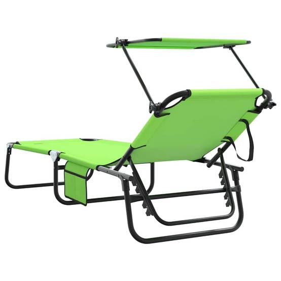 Chaise longue | Transat | Bain de soleil pliante Vert 190 x 57 x 81 cm oxford - Image 6