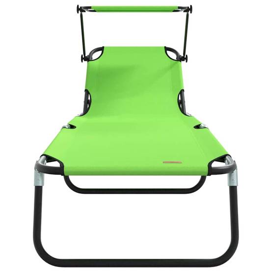 Chaise longue | Transat | Bain de soleil pliante Vert 190 x 57 x 81 cm oxford - Image 4
