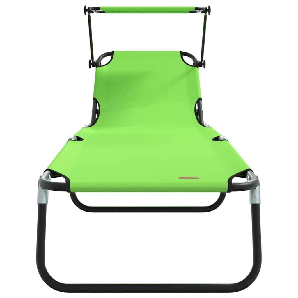 Chaise longue | Transat | Bain de soleil pliante Vert 190 x 57 x 81 cm oxford - Image 4