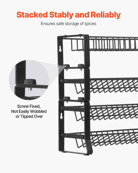 VEVOR Étagère épices amovible, 401x116mm, 4 niveaux, organisation cuisine, placard. - Image 3
