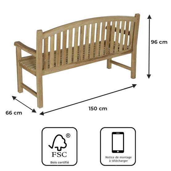Teck'Attitude - Banc en teck massif Derby 150 cm - TECK'Attitude - Imagen 9