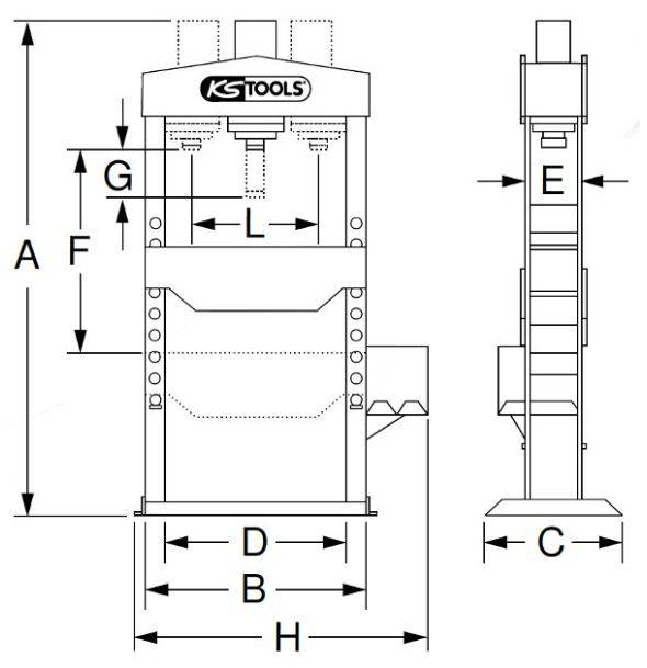 Presse hydraulique d'établi 50 tonnes 2 vitesses KSTOOLS - 160.0115 - Imagen 2
