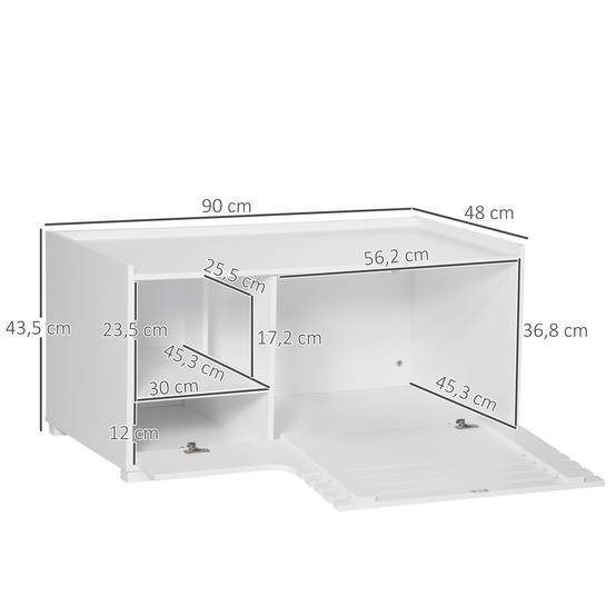 Sans Marque - Meuble pour chat à 2 étagères, design 2 en 1, porte magnétique, blanc - Image 5