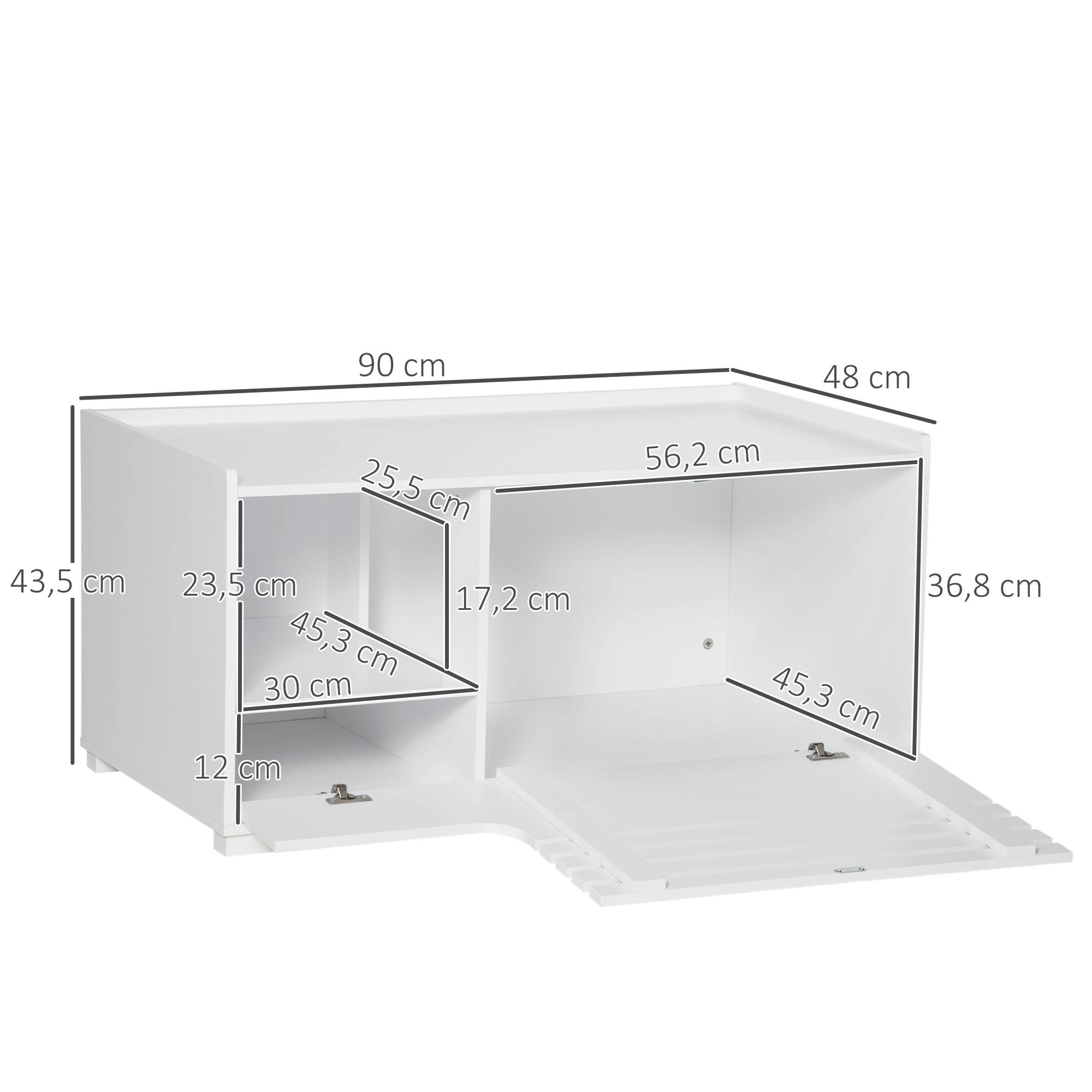 Sans Marque - Meuble pour chat à 2 étagères, design 2 en 1, porte magnétique, blanc - Image 5