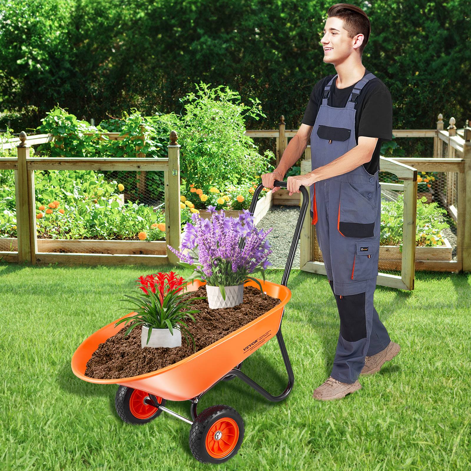 Vevor - VEVOR Brouette à 2 Roues 25,4 cm Chariot de Jardin Capacité de Charge 180 kg - Image 8