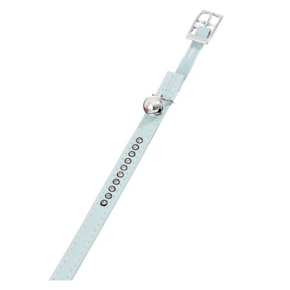 Collier 30 cm x 11 mm bleu clair avec strass et clochette pour chat - Imagen 1