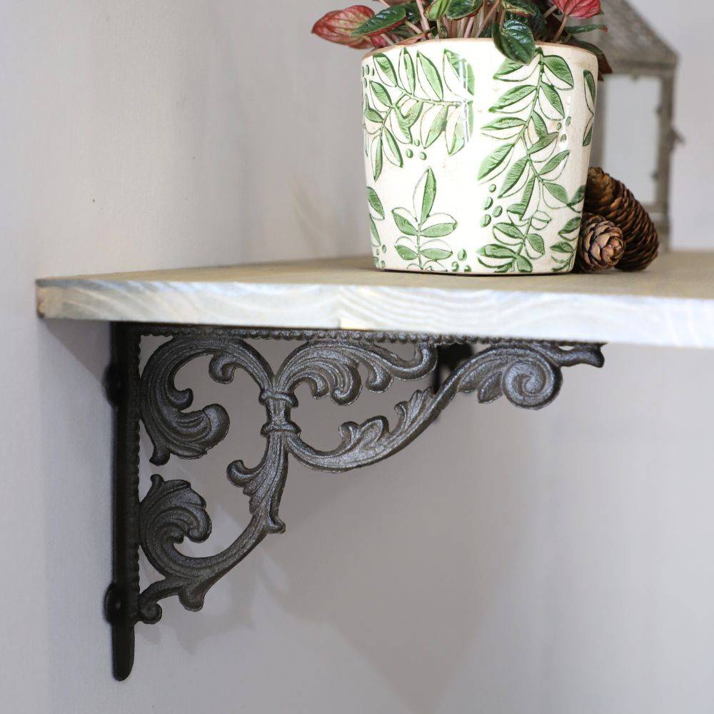 Equerre fixation étagère vintage ancienne fonte marron 28.5 x 20 cm Chemin de campagne - Image 4