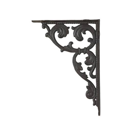 Equerre fixation étagère vintage ancienne fonte marron 28.5 x 20 cm Chemin de campagne - Image 1