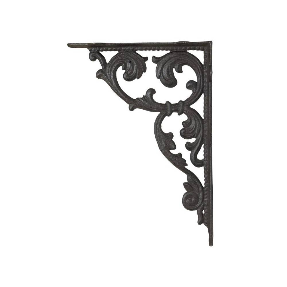 Equerre fixation étagère vintage ancienne fonte marron 28.5 x 20 cm Chemin de campagne - Image 1
