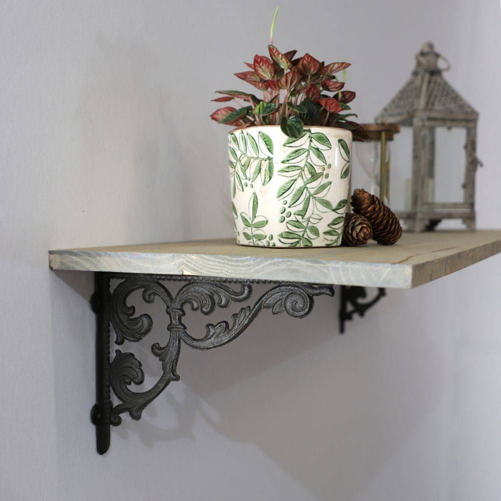 Equerre fixation étagère vintage ancienne fonte marron 28.5 x 20 cm Chemin de campagne - Image 2
