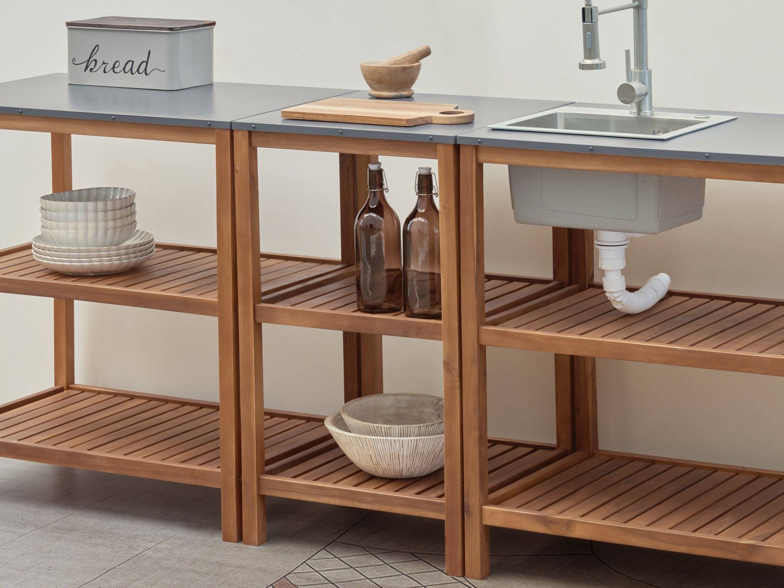Beliani - Cuisine de jardin Acacia Marron BRUCOLI - 50x50x83- Beliani