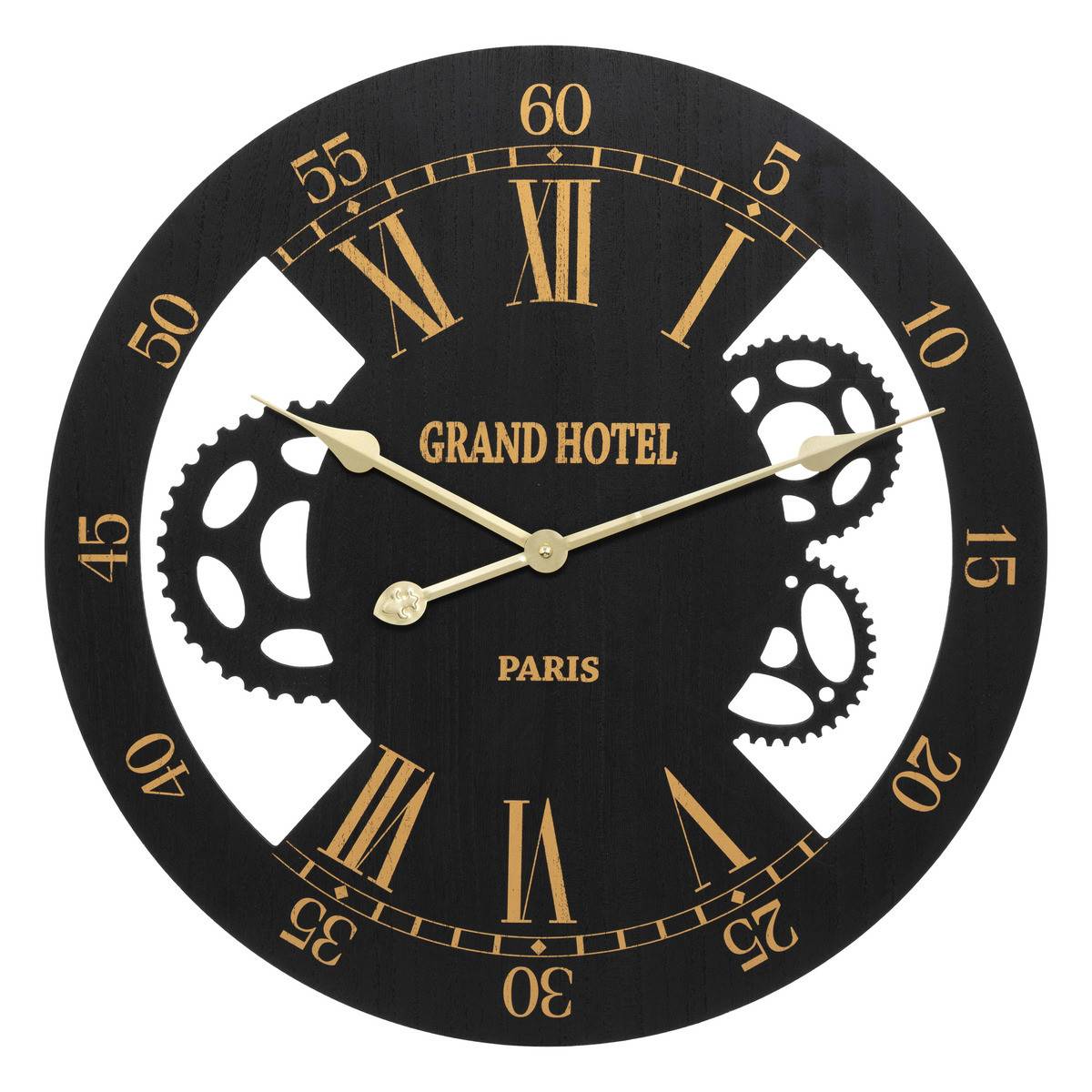 Pendule murale Noire et Dorée métallisé aspect vieilli D 54 cm - Imagen 1