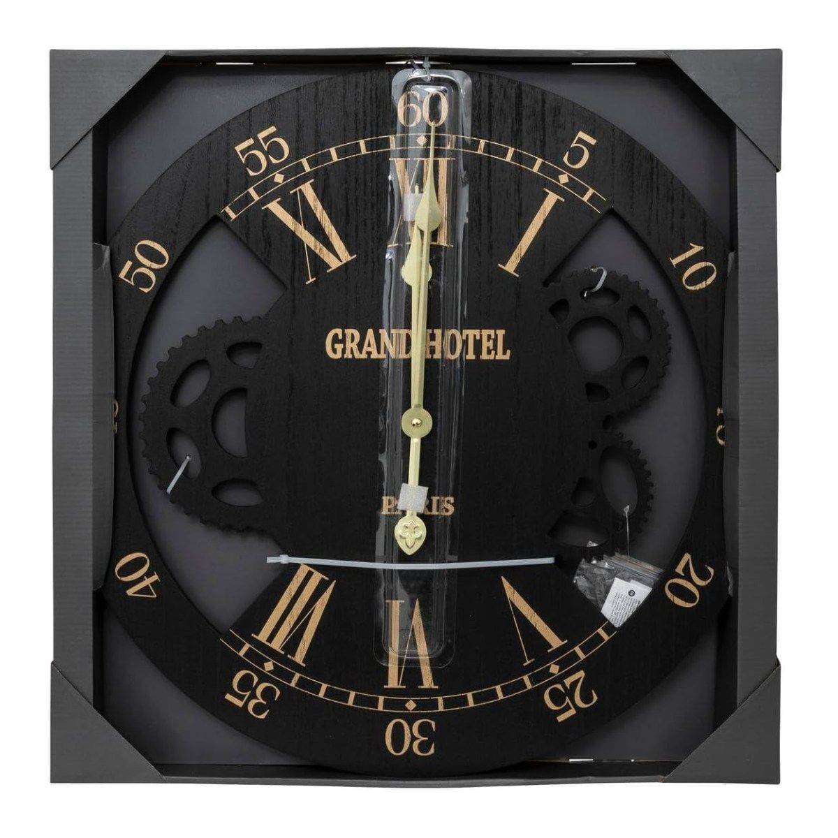 Pendule murale Noire et Dorée métallisé aspect vieilli D 54 cm - Imagen 3
