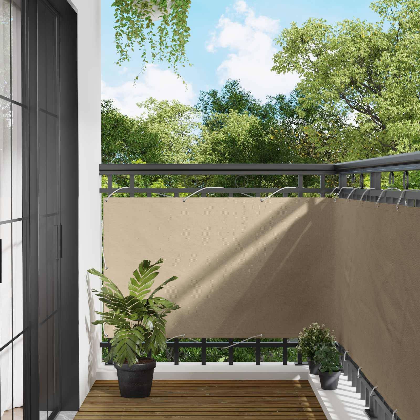 Écran de balcon Tissu Oxford Beige 100 x 1000 cm - PANGIVO - Image 1