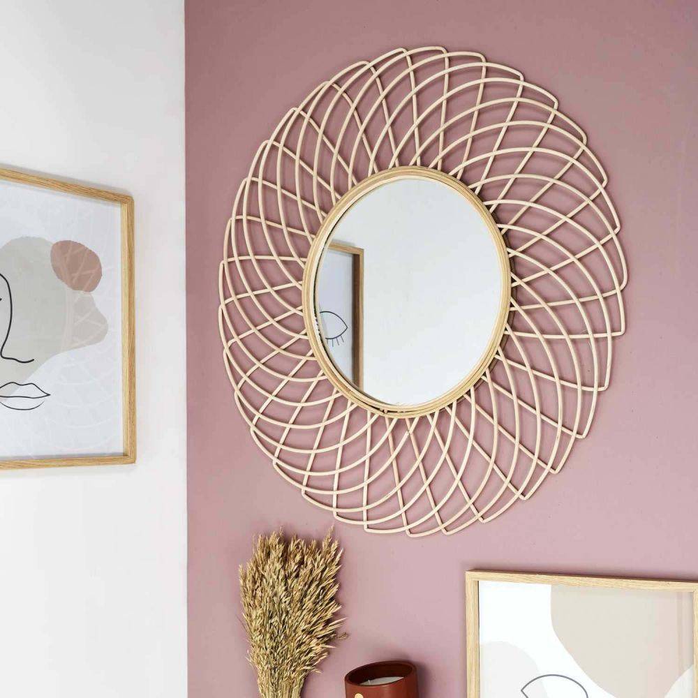 The Home Deco Factory - Miroir rond en rotin Rosace 90 cm - Imagen 2