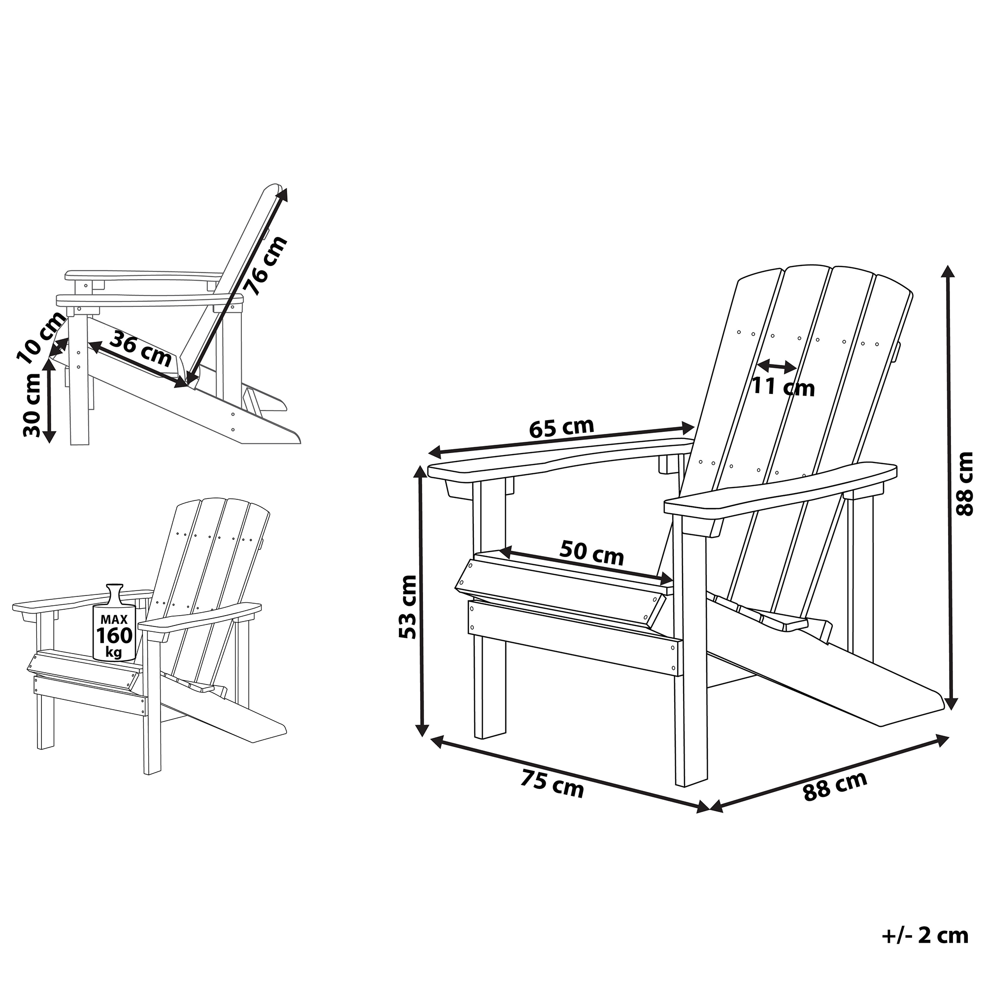 Beliani - Chaise de jardin Bois synthétique Vert clair ADIRONDACK - Beliani - Imagen 3