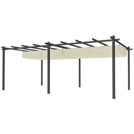 Pergola rétractable aluminium pour terrasse toit ajustable anti-UV beige 3,5x6m - ComfortXL Outdoor Living - Image 2