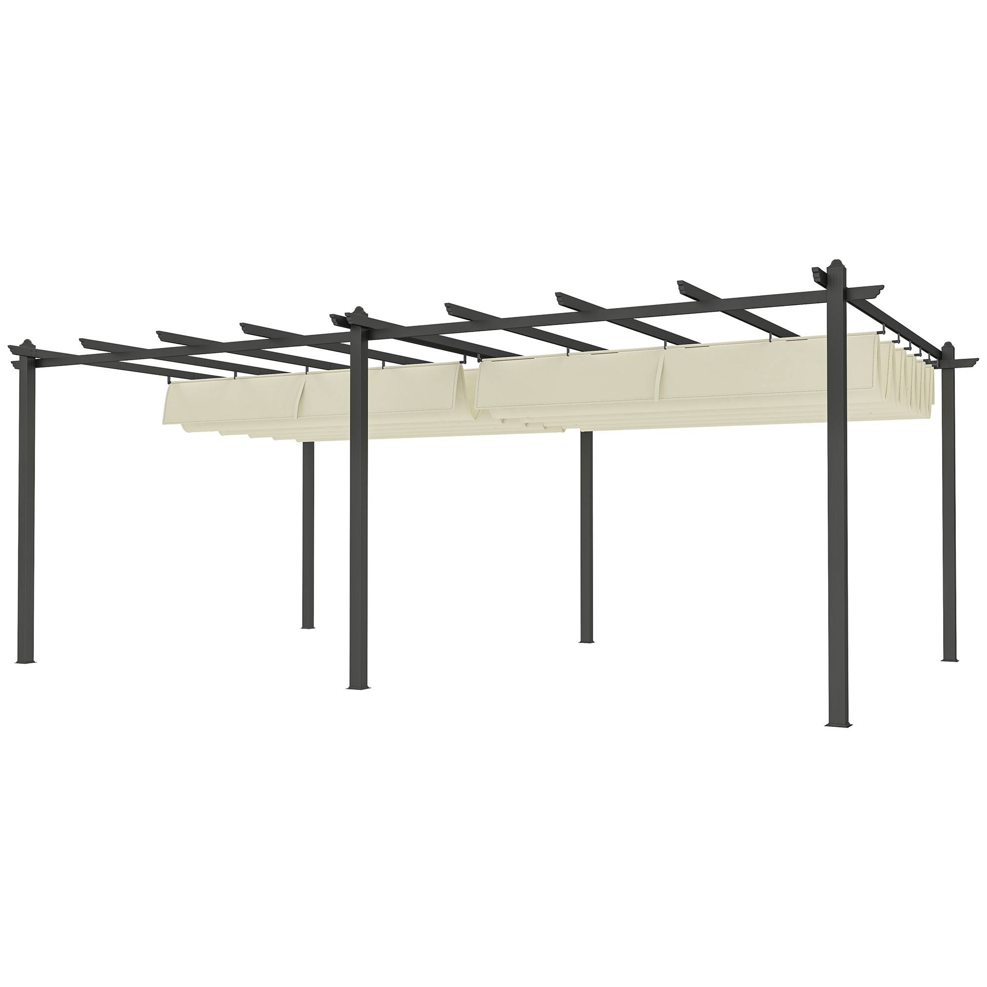 Pergola rétractable aluminium pour terrasse toit ajustable anti-UV beige 3,5x6m - ComfortXL Outdoor Living - Image 2
