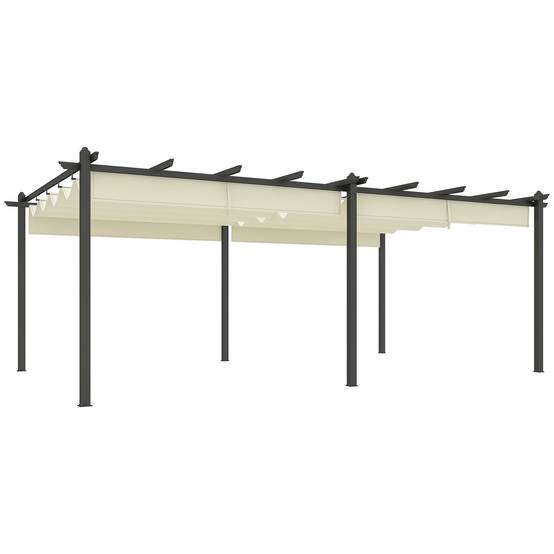 Pergola rétractable aluminium pour terrasse toit ajustable anti-UV beige 3,5x6m - ComfortXL Outdoor Living - Image 1