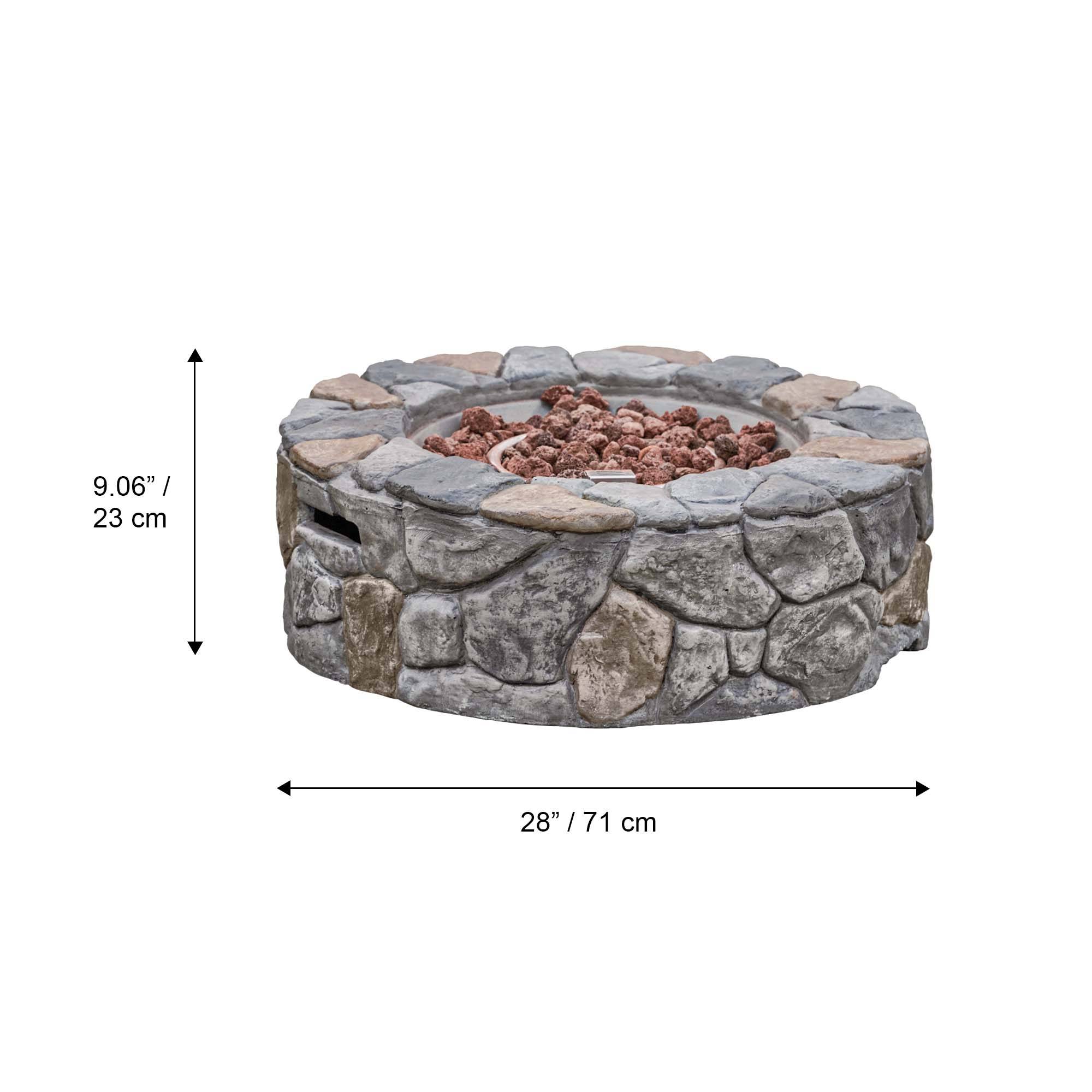 Brasero à gaz en effet béton gris avec pierres de lave Teamson Home - Imagen 4