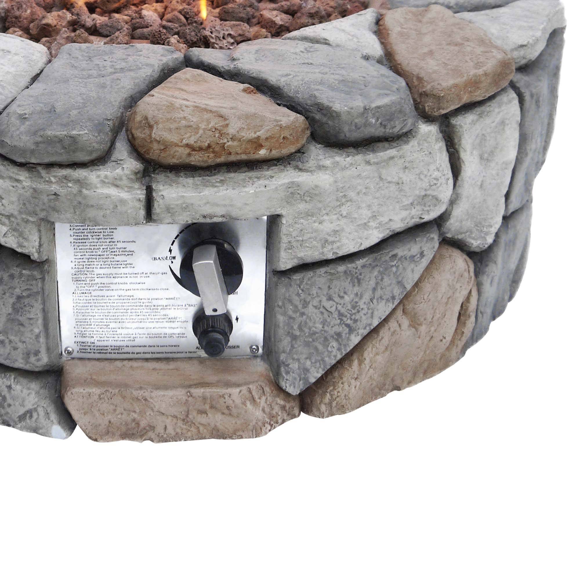 Brasero à gaz en effet béton gris avec pierres de lave Teamson Home - Imagen 5