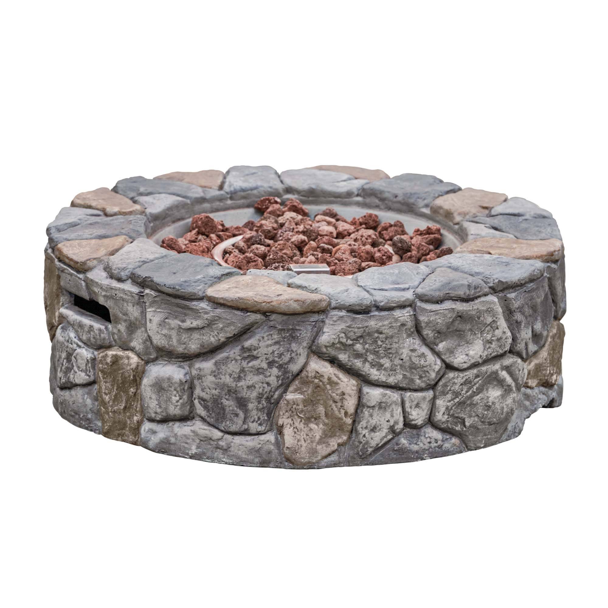 Brasero à gaz en effet béton gris avec pierres de lave Teamson Home - Imagen 8