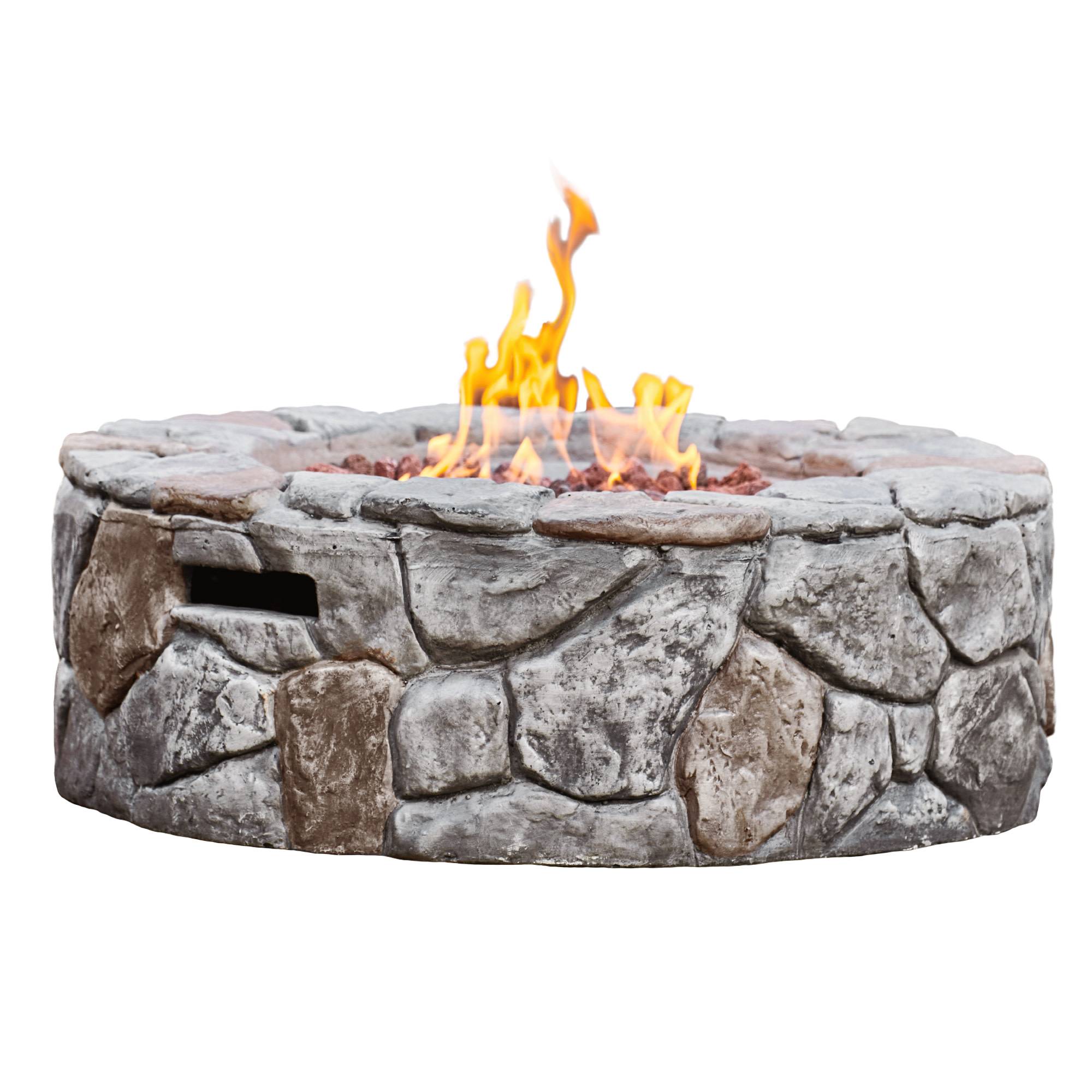 Brasero à gaz en effet béton gris avec pierres de lave Teamson Home - Imagen 1