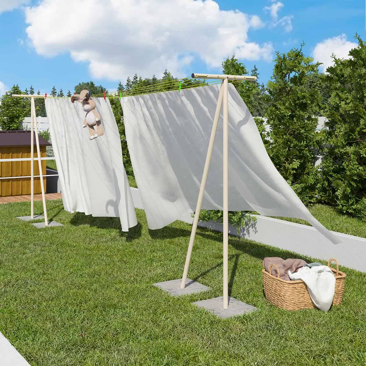 Trigano Jardin - Etendoir à linge extérieur Trigano Windy Ivoire - 60m de fil - Image 1