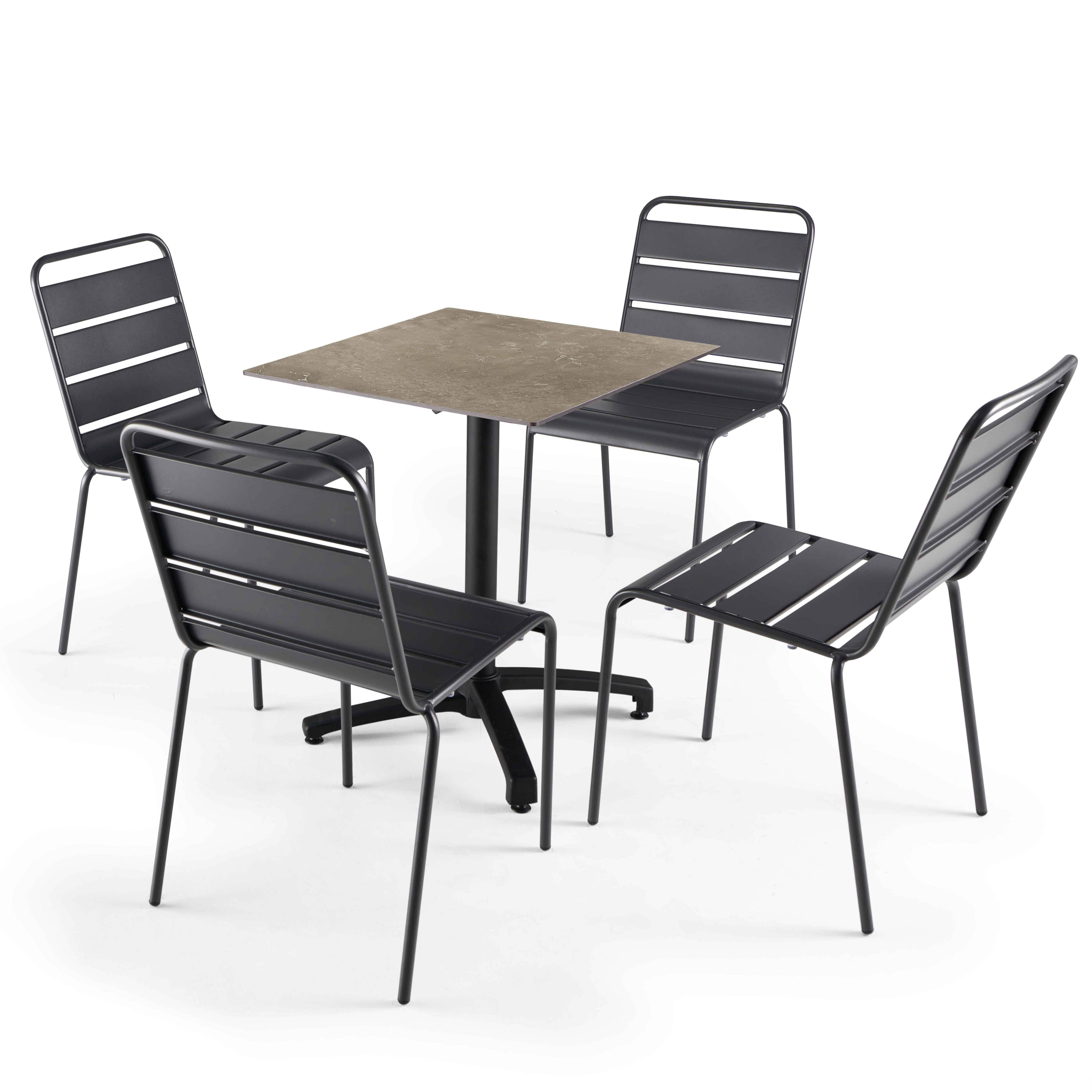 Oviala - Table de terrasse 60 cm inclinable stratifié en beton marbre beige Opéra - Oviala - Imagen 5
