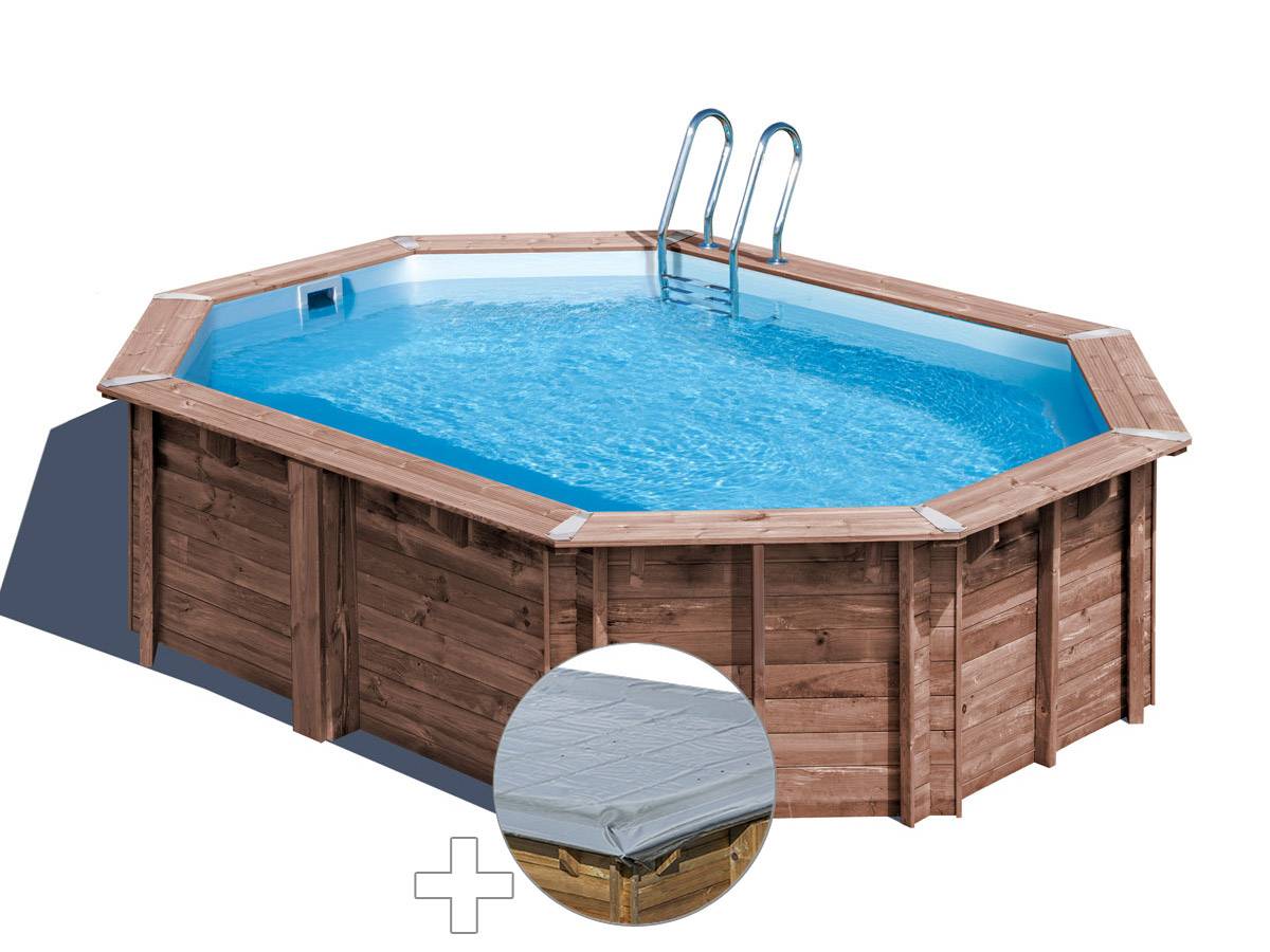 Gré - Kit piscine bois Gré Bambu 5,35 x 3,35 x 1,36 m + Bâche hiver
