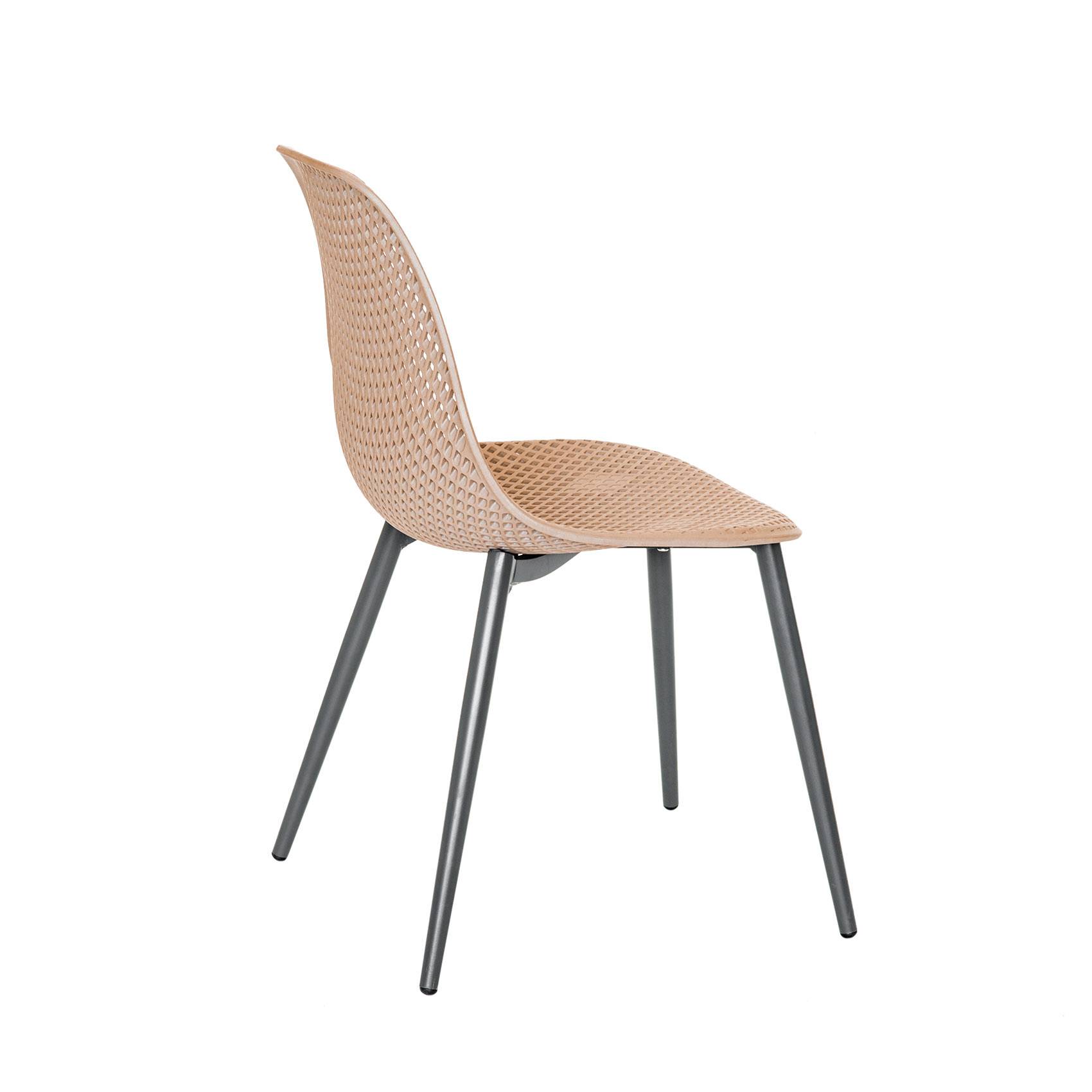 Lot de 2 chaises exterieur en résine tressée - JARDILINE - Aluminium/Résine - Beige - Imagen 2