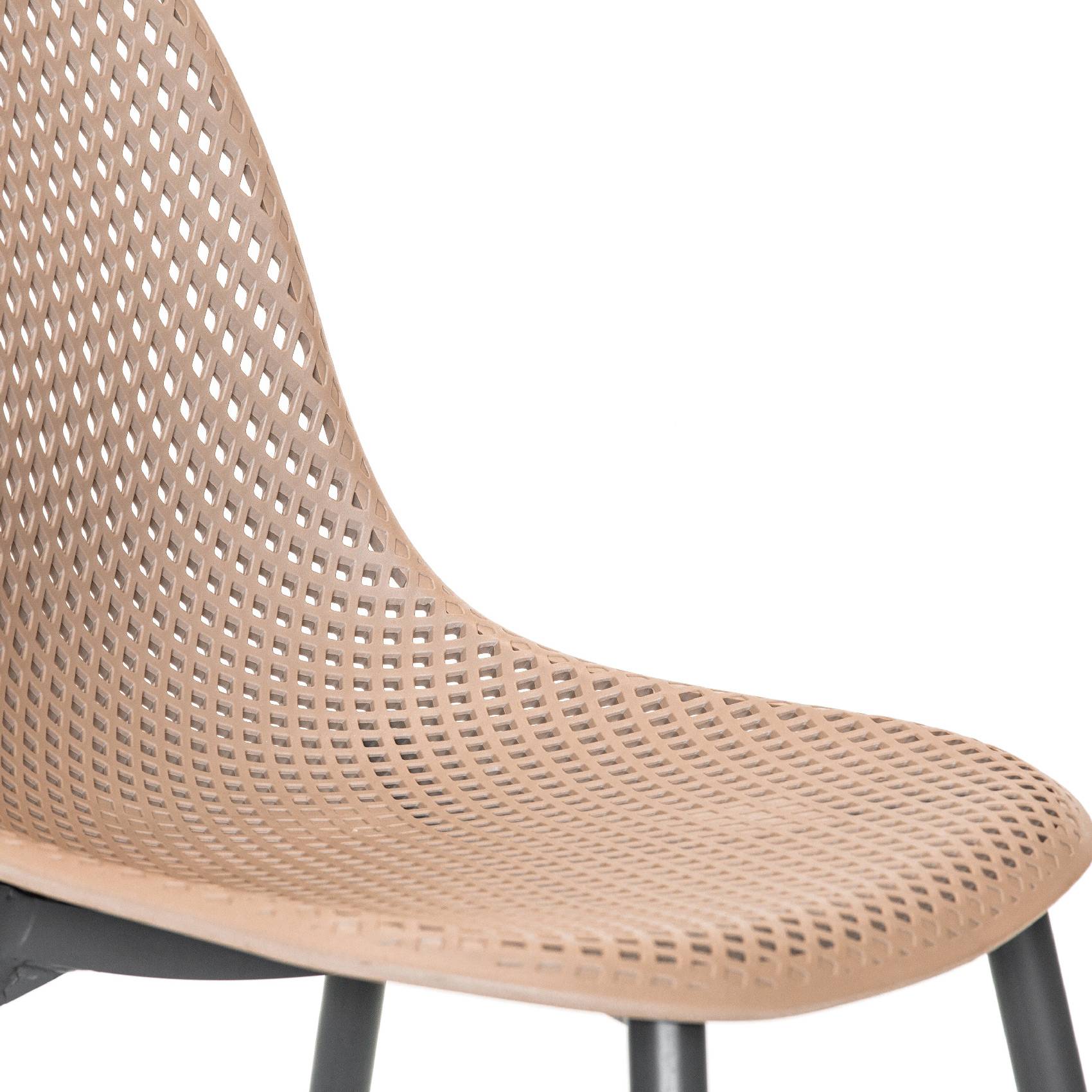 Lot de 2 chaises exterieur en résine tressée - JARDILINE - Aluminium/Résine - Beige - Imagen 3
