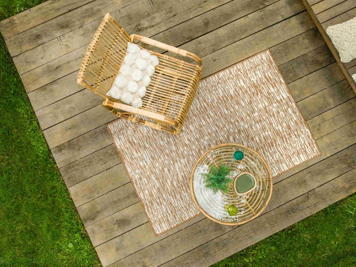 Ensemble salon de jardin bohème en rotin, fauteuil + table basse + tapis Prague - Jardiline - Imagen 1