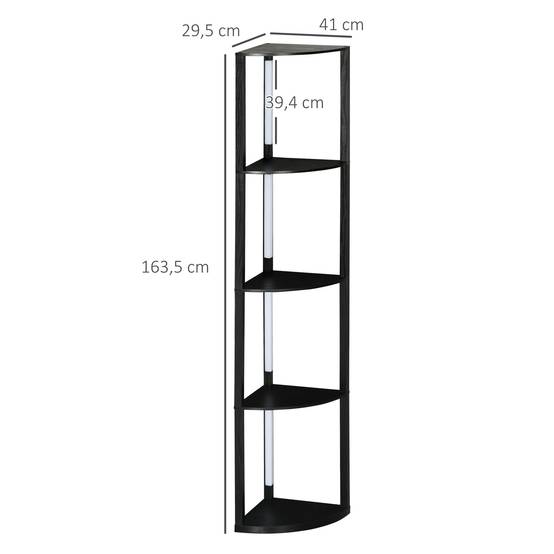 Lampadaire LED d'angle, étagère à intensité variable, 4 étagères, lumière blanc chaud, 41 x 30 x 164 cm, noir - Image 5