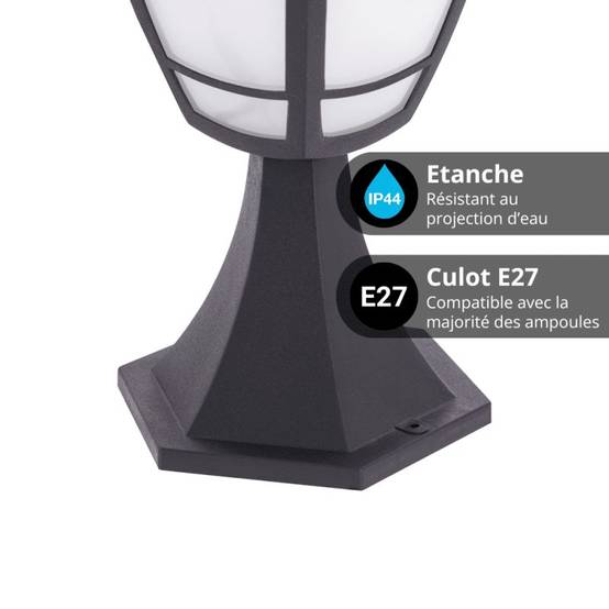 Xanlite - Borne filaire noire rétro IP44, culot E27, 40W max - BOFE40WNRET - Image 2