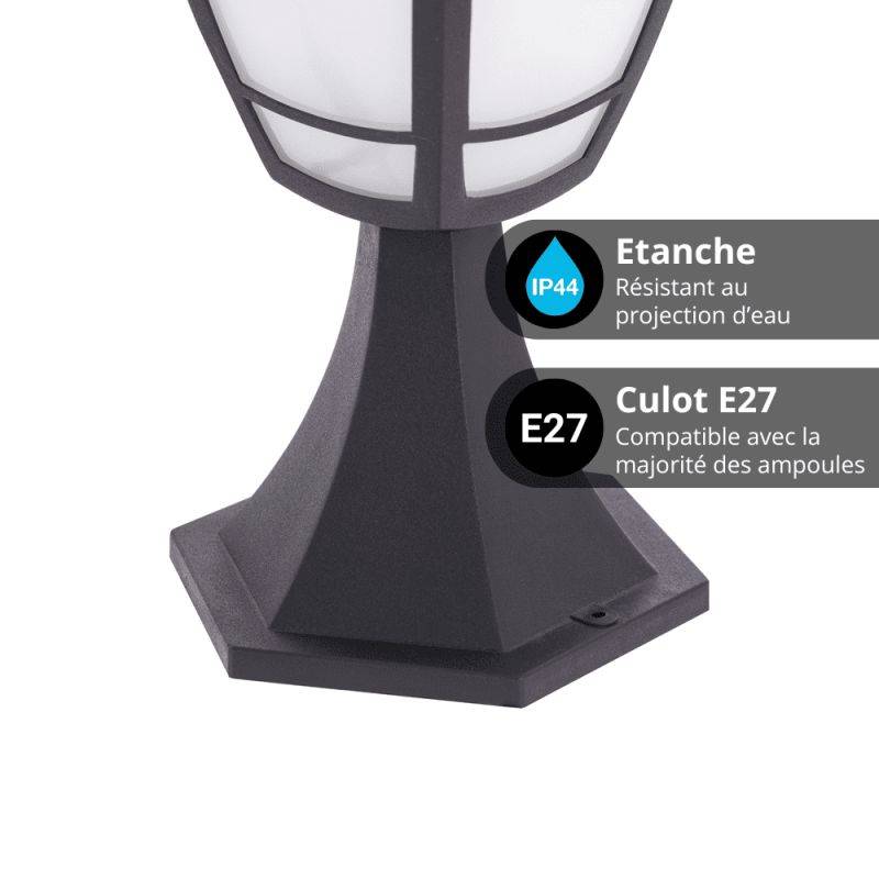 Xanlite - Borne filaire noire rétro IP44, culot E27, 40W max - BOFE40WNRET - Image 2