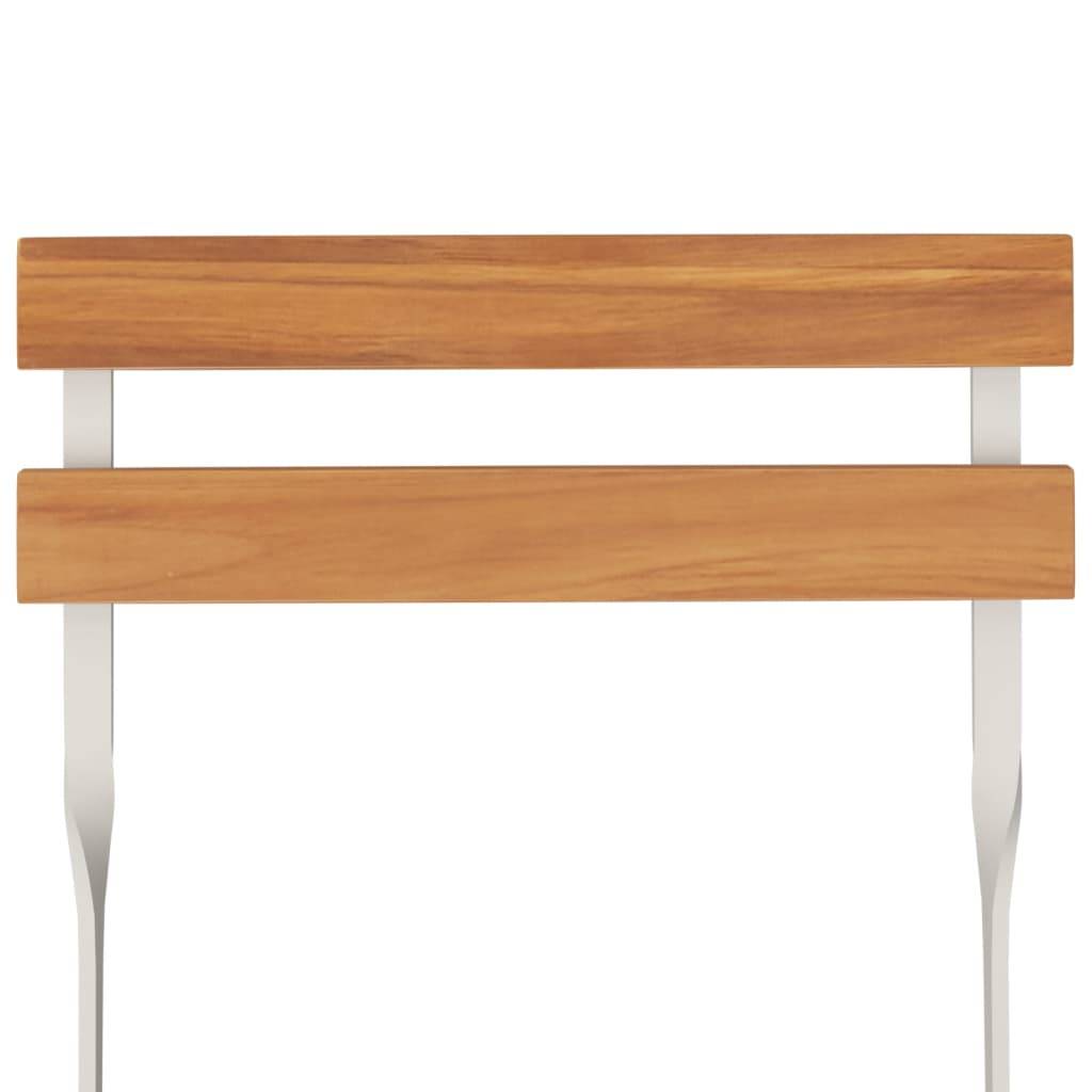 Helloshop26 - Ensemble de bistro jardin meuble extérieur terrasse pliable 3 pièces bois d'acacia solide et acier - Imagen 5