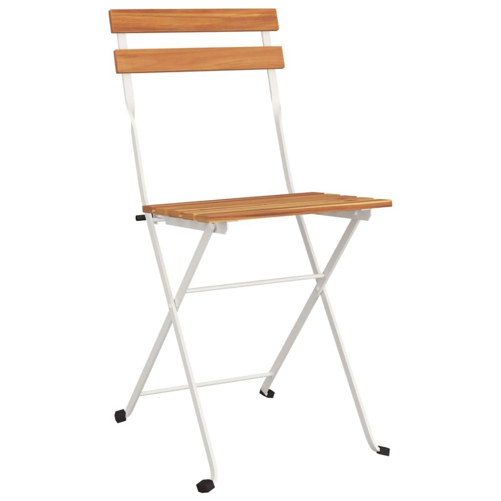 Helloshop26 - Ensemble de bistro jardin meuble extérieur terrasse pliable 3 pièces bois d'acacia solide et acier - Imagen 3