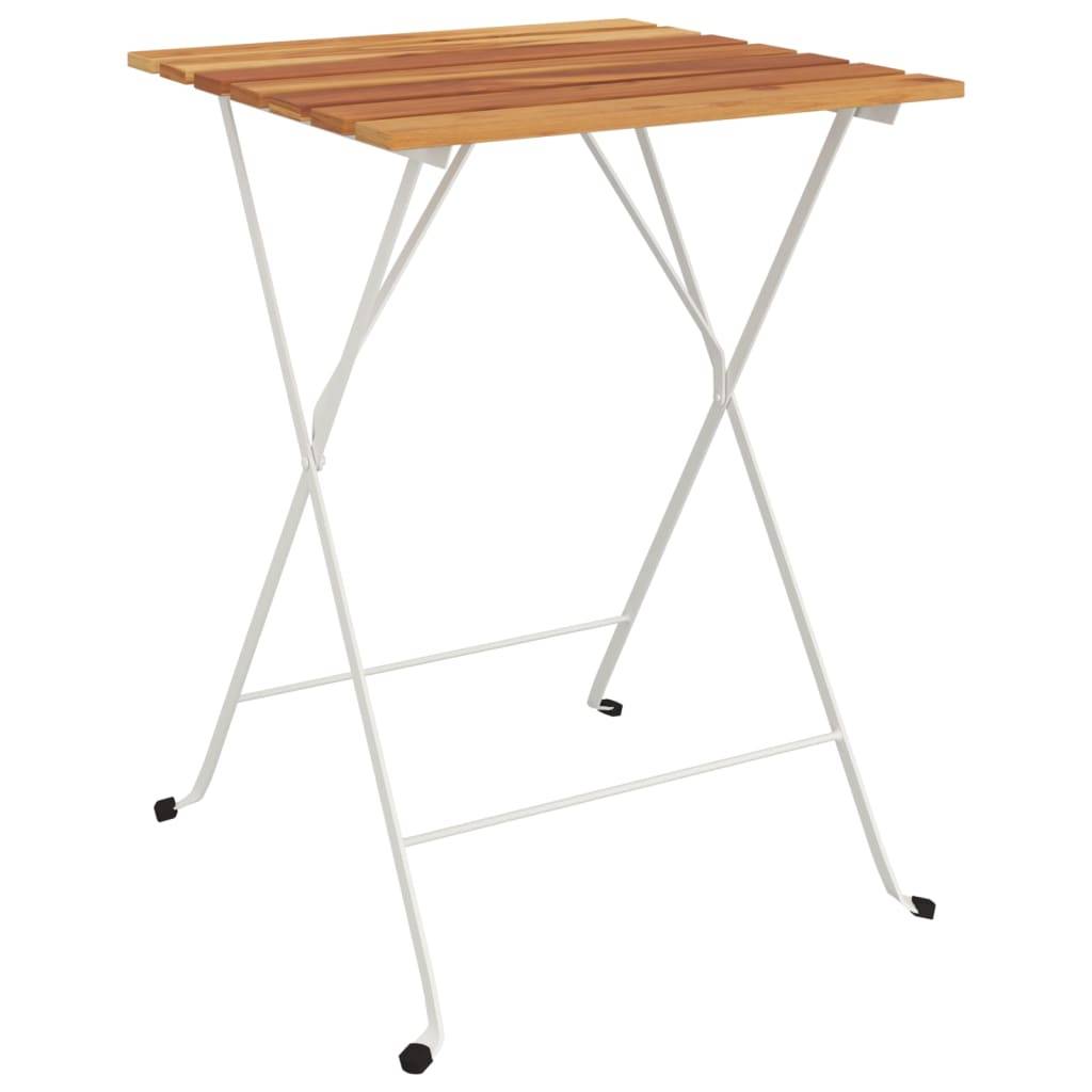 Helloshop26 - Ensemble de bistro jardin meuble extérieur terrasse pliable 3 pièces bois d'acacia solide et acier - Imagen 2