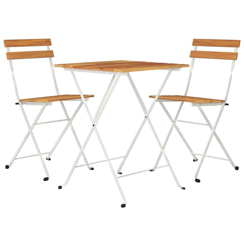 Helloshop26 - Ensemble de bistro jardin meuble extérieur terrasse pliable 3 pièces bois d'acacia solide et acier - Imagen 1