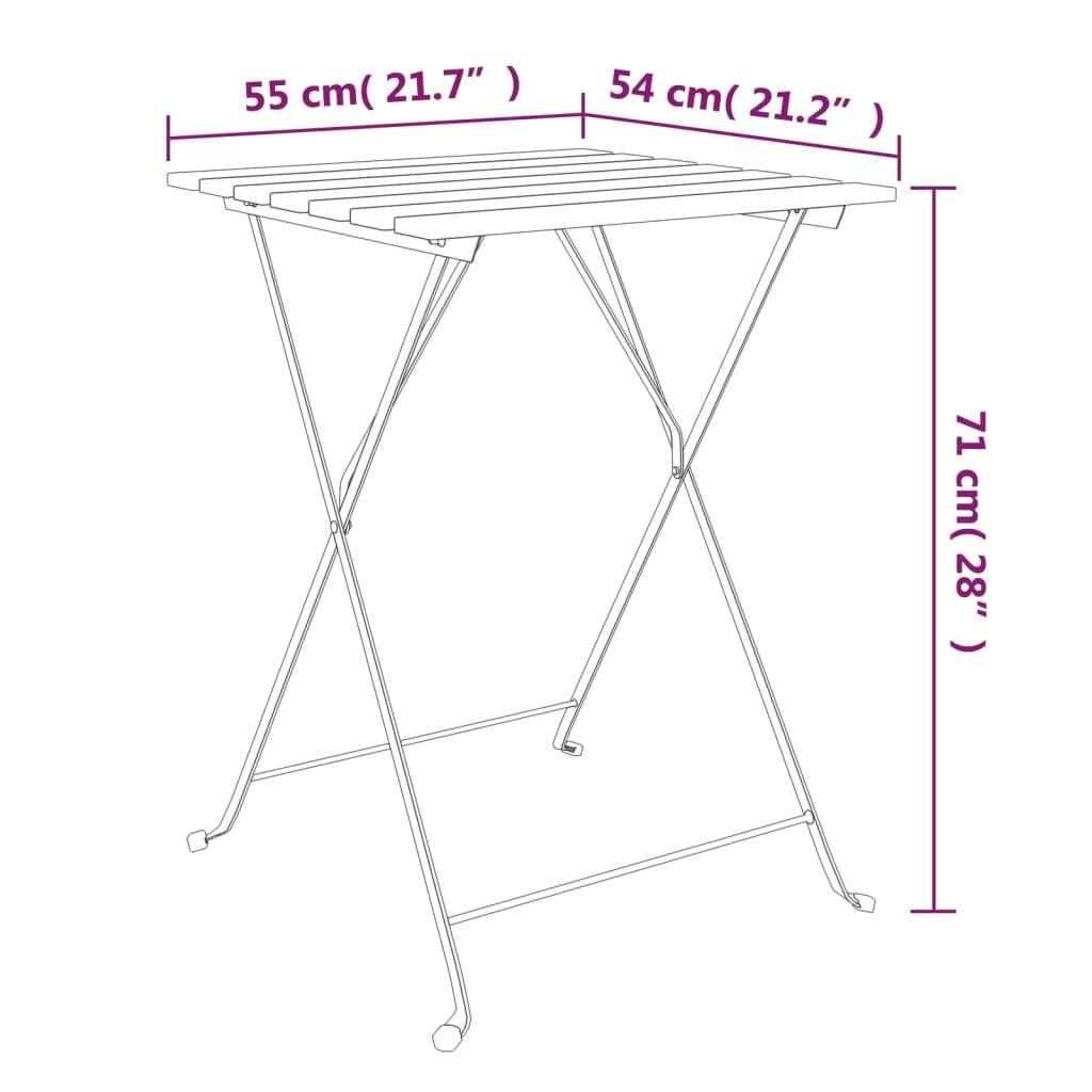 Helloshop26 - Ensemble de bistro jardin meuble extérieur terrasse pliable 3 pièces bois d'acacia solide et acier - Imagen 7