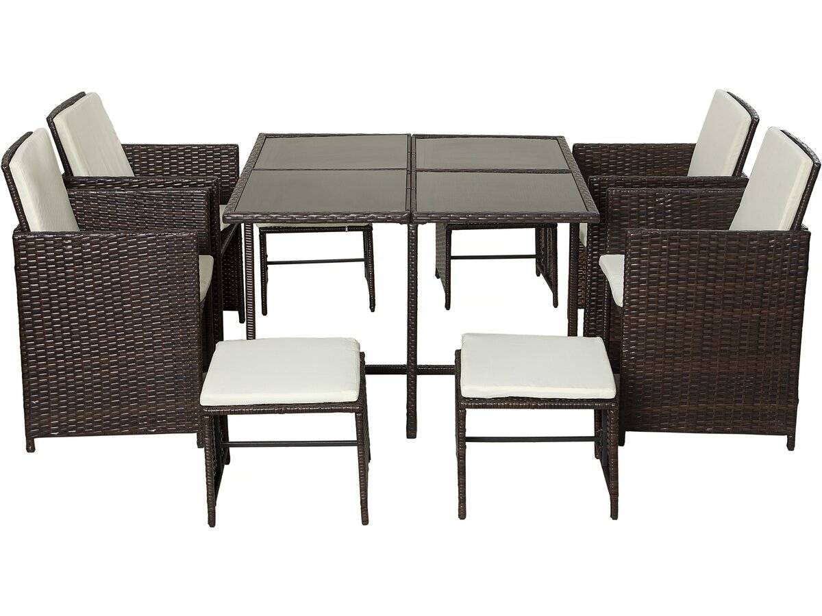Salon De Jardin Repas En Résine Tressée  6 Places "nunez" - Marron -habitat Et Jardin - Image 4