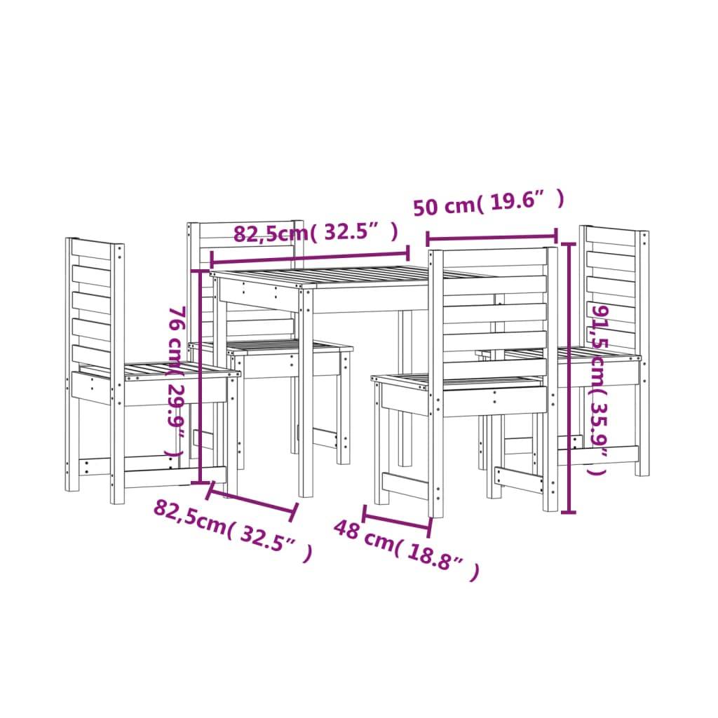 Vidaxl - Ensemble à manger de jardin 5 pcs-Salons de jardin blanc bois massif de pin 988125 - Image 9